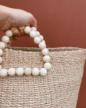 Open image in slideshow, Abaca Wooden Bead Handle Bag
