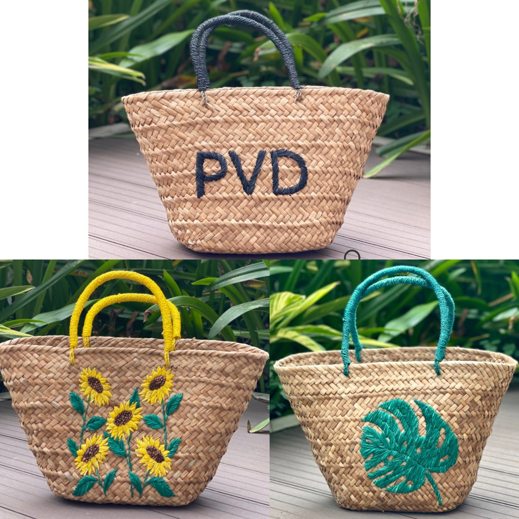 Embroidered Seagrass Bags