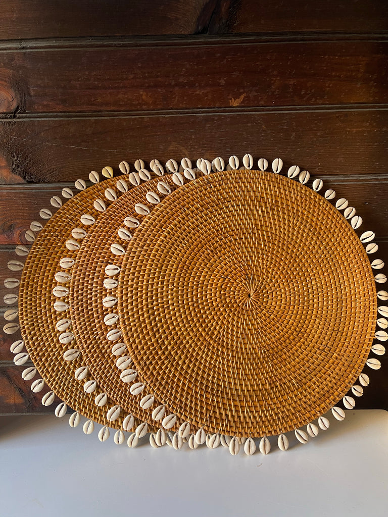 Rattan Placemats with Cowrie Shells
