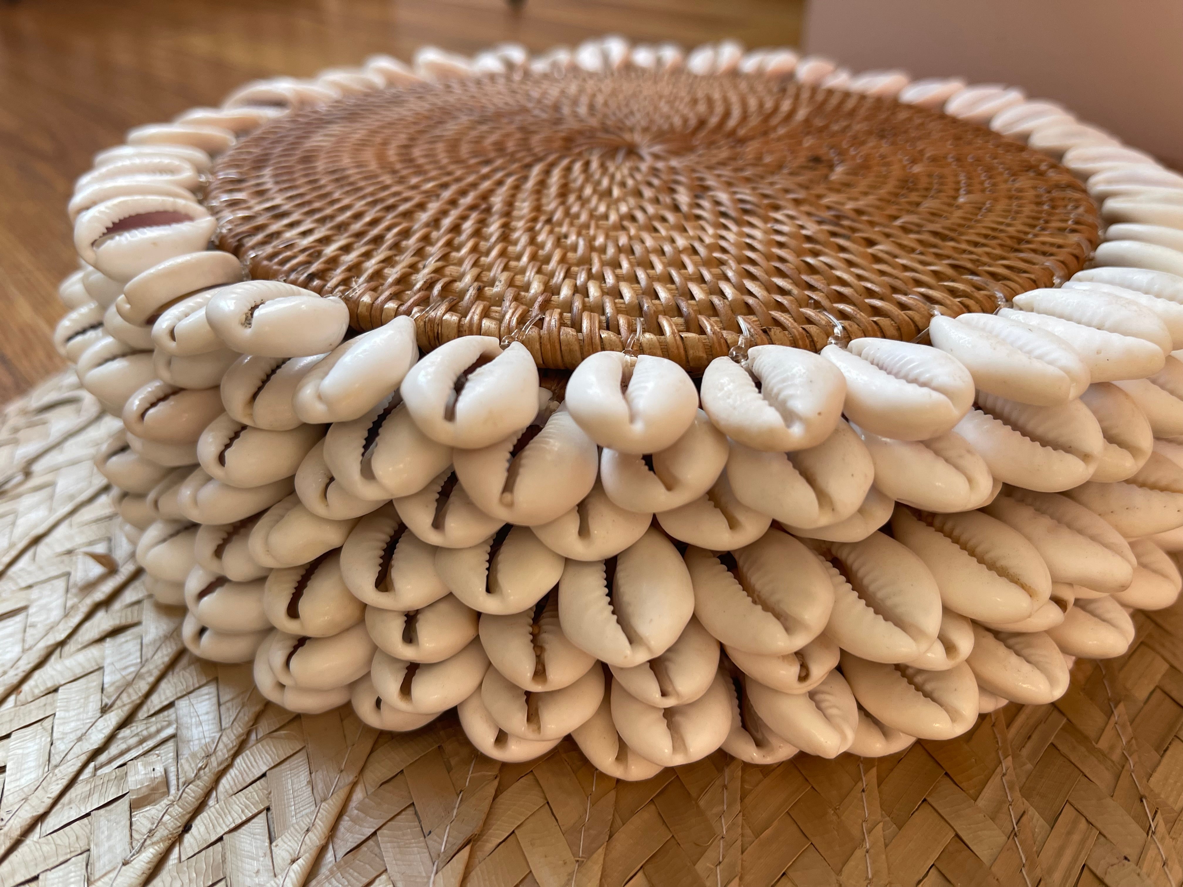 Shell Caoster Rattan Cowrie Shell Coaster – Maggies Box USA