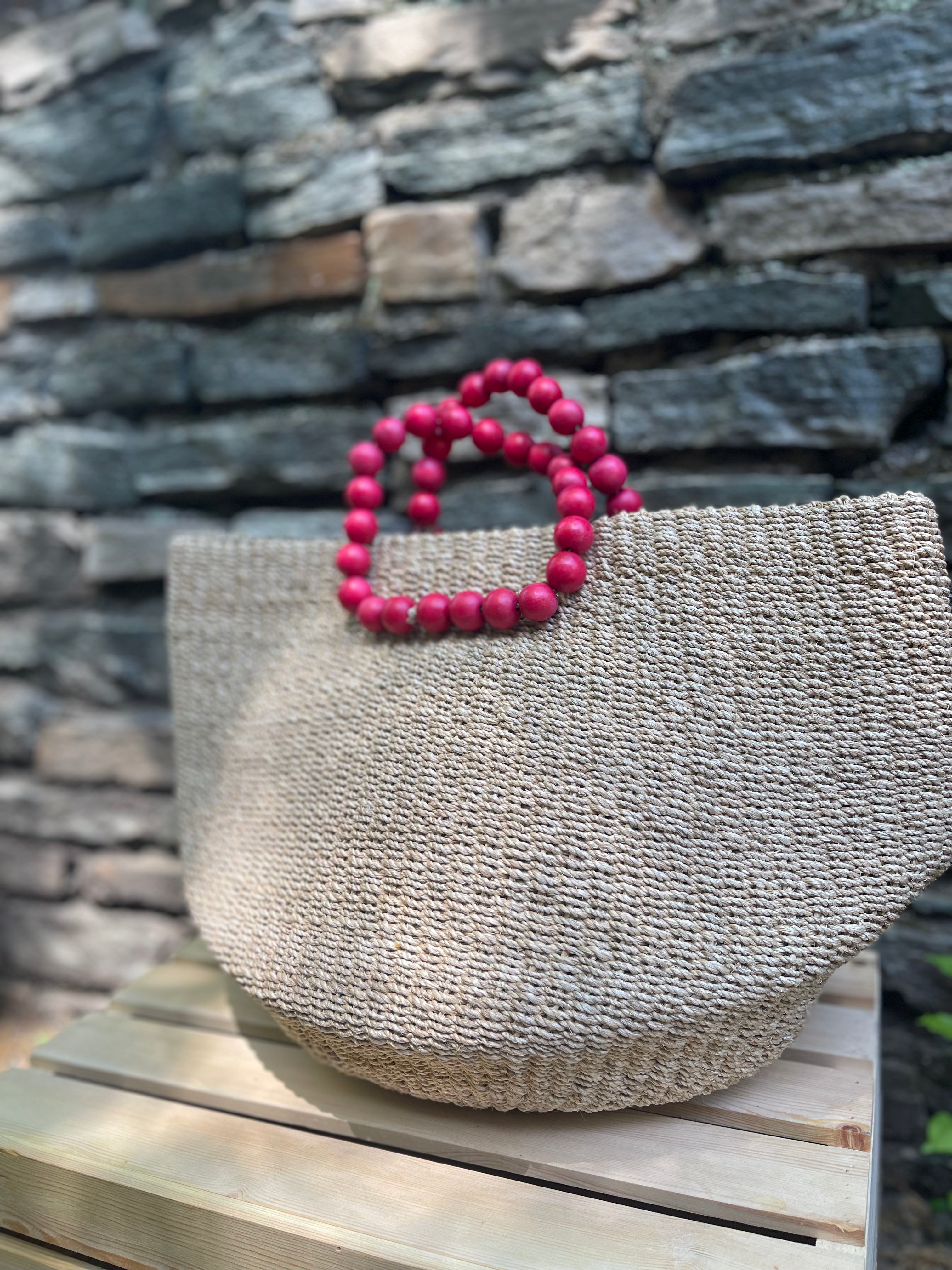 Abaca Wooden Bead Handle Bag